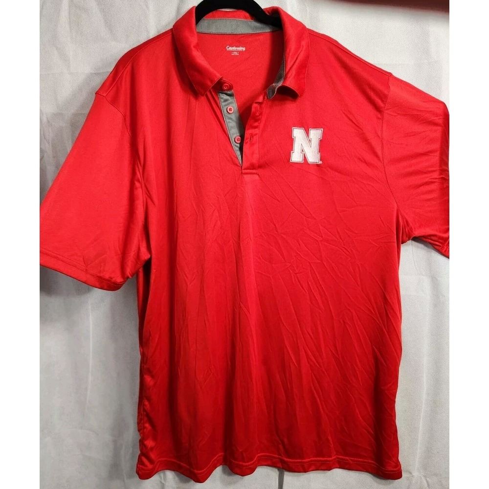Nebraska Cornhuskers Captivating Apparel Red White Polo Shirt Mens XXL